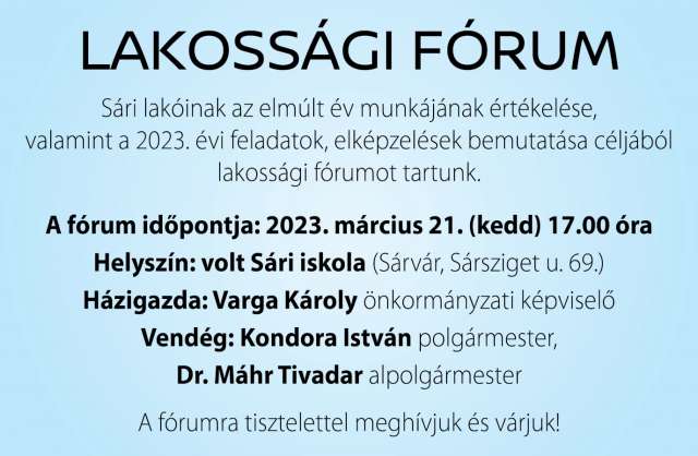 Lakossági fórum Sárváron