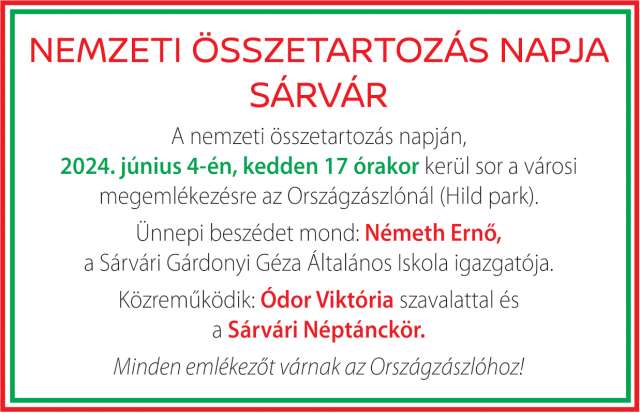 Nemzeti Összetartozás Napja Sárváron