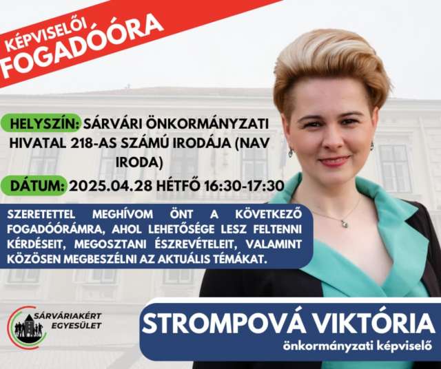 Fogadóórát tart Strompová Viktória önkormányzati képviselő