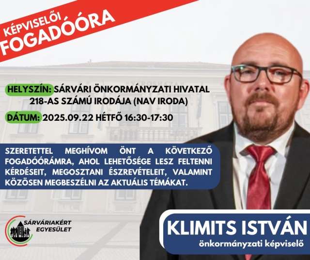 Fogadóórát tart Klimits István önkormányzati képviselő