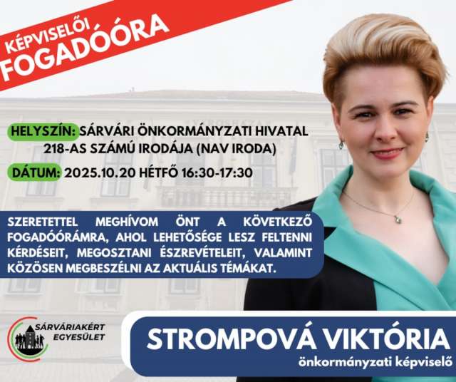 Fogadóórát tart Strompová Viktória önkormányzati képviselő