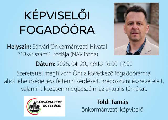 Fogadóórát tart Toldi Tamás önkormányzati képviselő