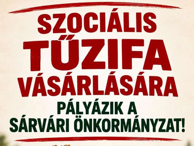 Szociális célú tűzifára pályázik a sárvári önkormányzat
