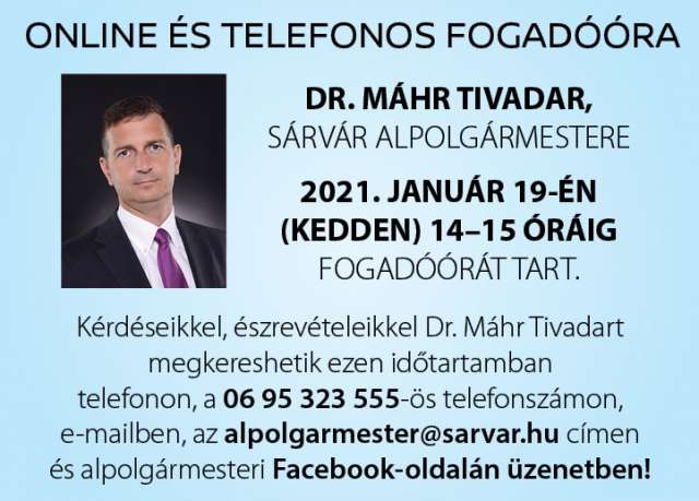 Online és telefonos fogadóórát tart Dr. Máhr Tivadar alpolgármester