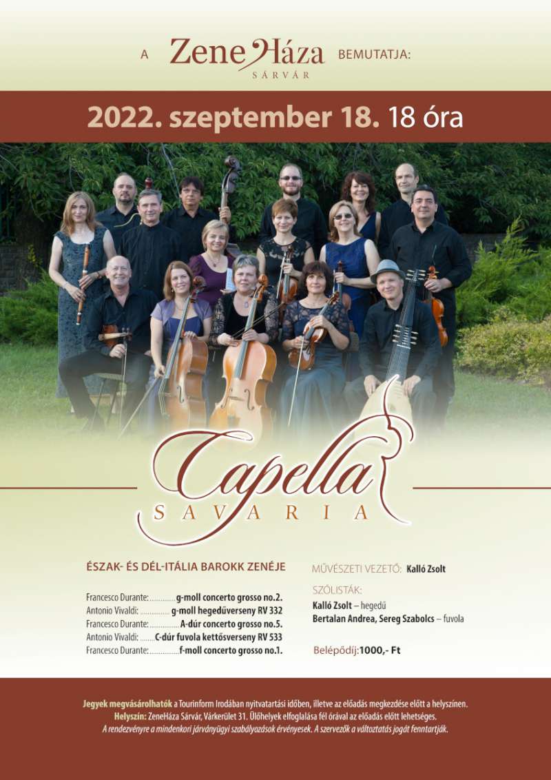 Capella Savaria koncert a sárvári ZeneHázában
