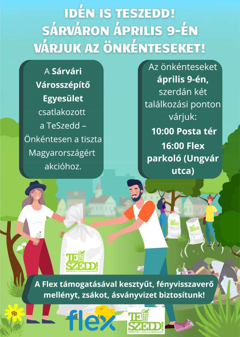 Idén is TeSzedd! Sárváron április 9-én várják az önkénteseket