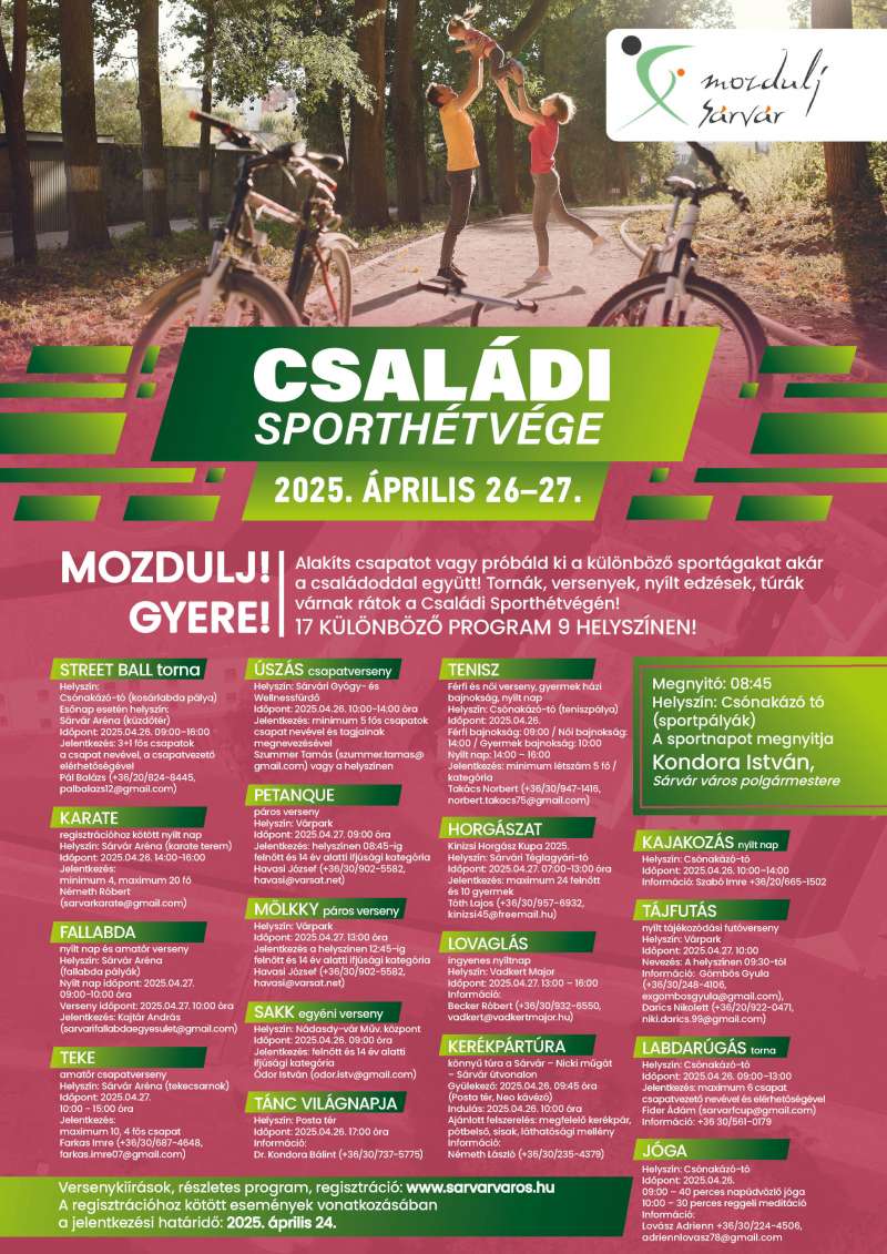 CSALÁDI SPORTHÉTVÉGE SÁRVÁR