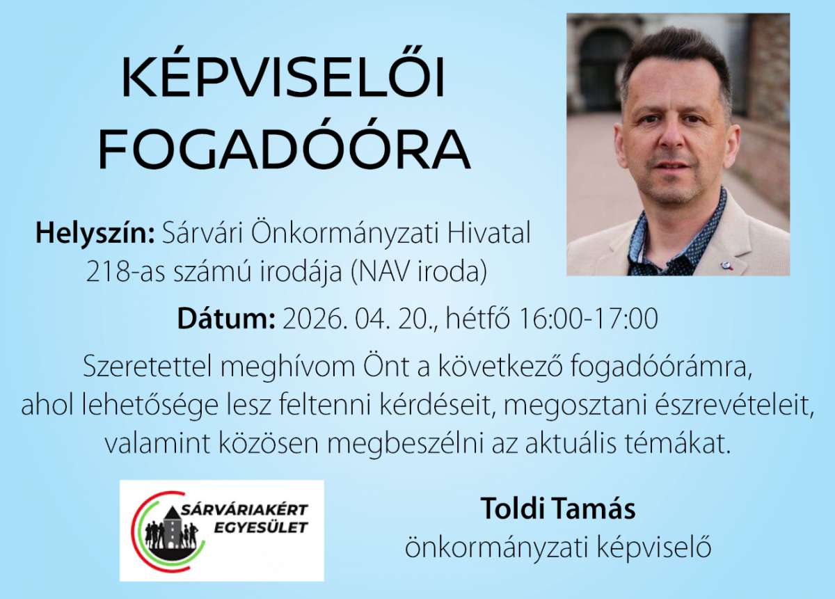 Fogadóórát tart Toldi Tamás önkormányzati képviselő