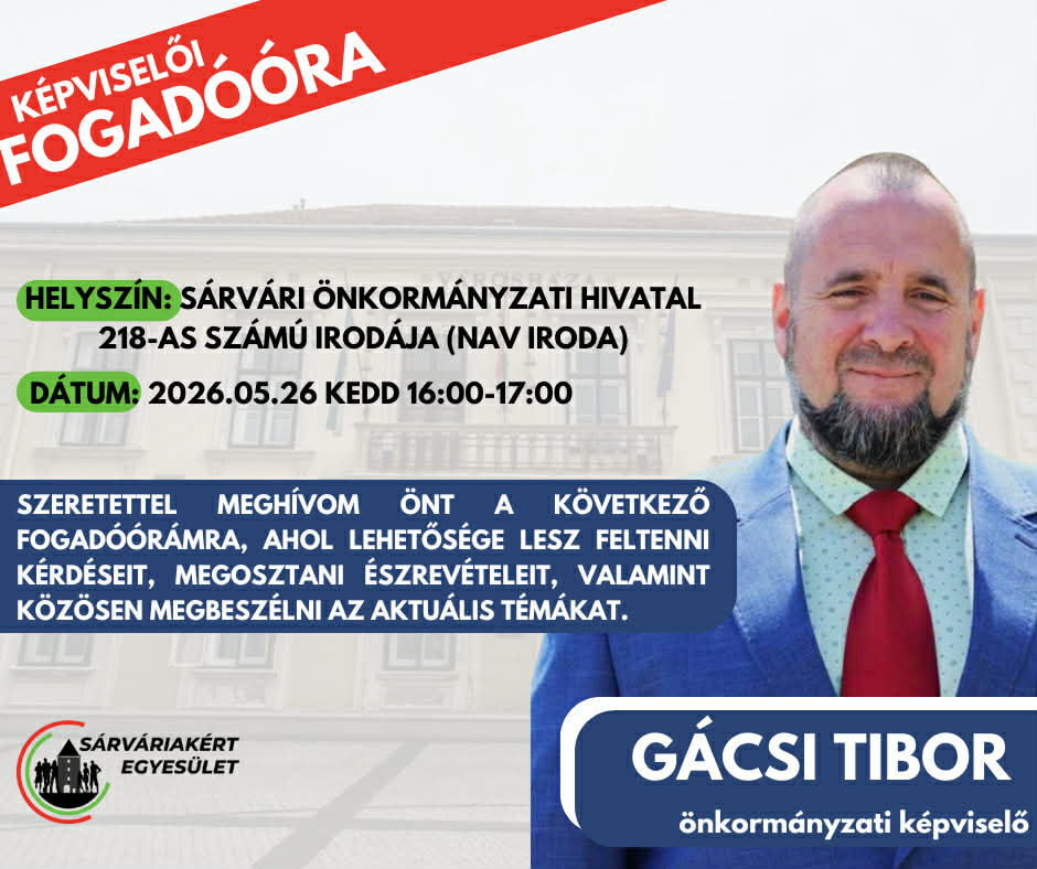 Fogadóórát tart Gácsi Tibor önkormányzati képviselő